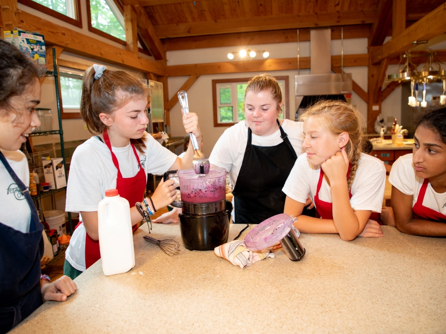 Kids at summer camp learning skills